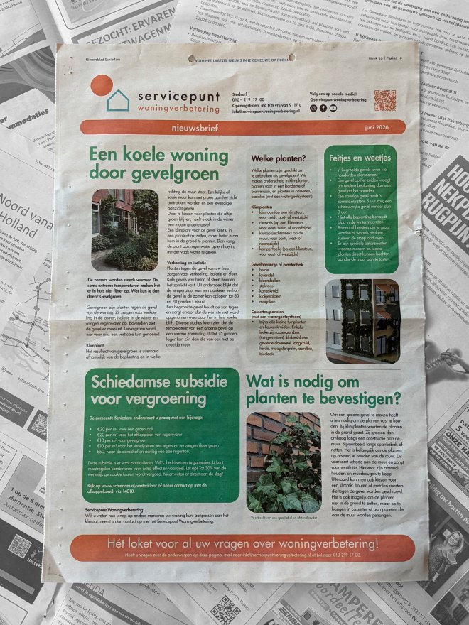 Nieuwsbrief in Nieuwsblad Schiedam